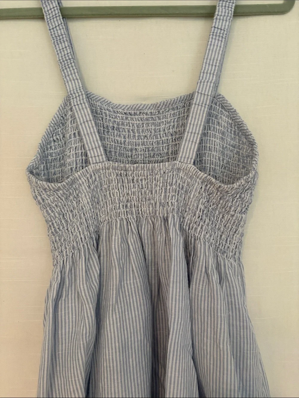 JCrew Women’s  Light Blue Striped Smocked Maxi Dress